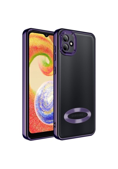 Galaxy A04 Kılıf Kamera Korumalı Logo Gösteren Zore Omega Kapak Derin Mor