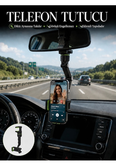 Dikiz Aynası Telefon Tutucu Katlanabilir Ayarlanabilir Araç İçi Telefon Standı