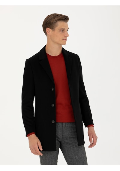 Cacharel Siyah Yün Karışımlı Ex.slim Fit Palto