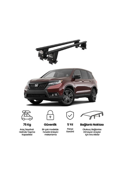 Royal Honda Passport Iıı 2019 Ve Sonrası Uyumlu Siyah Kilitli Ara Atkı Port Bagaj Tavan Barı