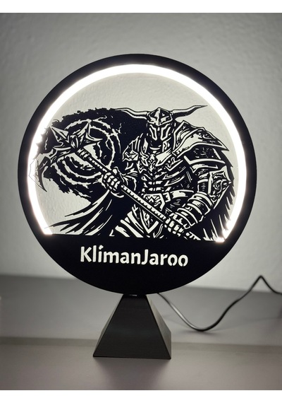 Knight Online Warrior Kişiye Özel İsimli Halka Led Masa Gece Lambası Gamer Oyun Oda Dekor Hediyelik Siyah