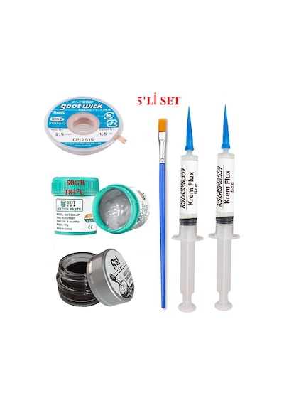 Best Krem Lehim 183 C 50gr Havya Uc Temizleyici Flux Lehim Toplama Cp-2515 Lehim Emme Teli Fırça Seti03