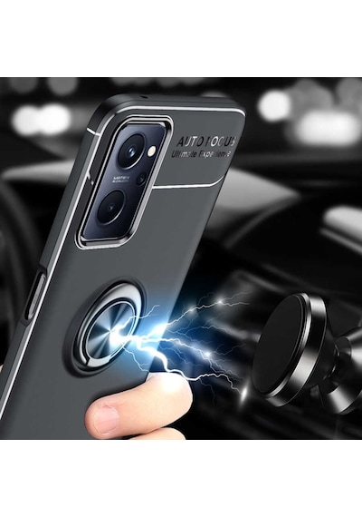 Oppo A96 4G Kılıf Zore Ravel Yüzüklü Silikon Kılıf