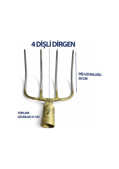 Profesyonel 4 Dişli Çelik Dirgen 42 Cm Diş Uzunluğu 30 Cm Dayanıklı Ve Ergonomik Tasarım