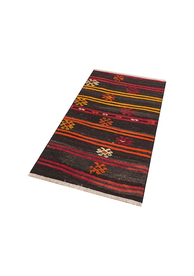 Siyah Turuncu Rengi El Dokuma Sivas Kilim