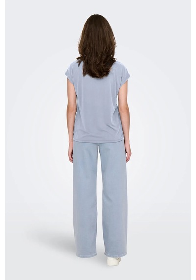 Only Onlhannah S/s V-neck Top Kadın T-shirt 15326642 Mavi