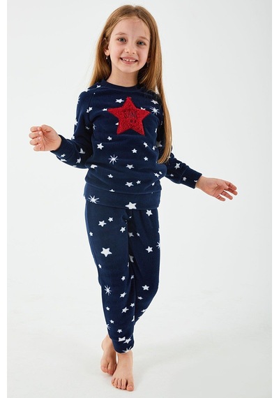 Arnetta 2271 Garson Shine Lacivert Kız Çocuk Uzun Kol Pijama Takı Lacivert