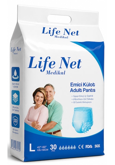 Life Net Medikal Yetişkin Hasta Bezi Külodlu L Beden Yüksek Emici Bez Large L 30 Adet