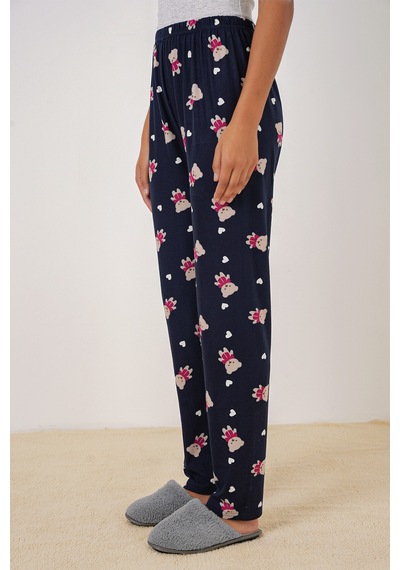 Bigdart 4323 Desenli Kadın Pijama Altı - Lacivert