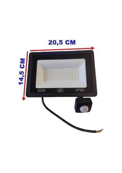 Ycl 50w Hareket Sensörlü Led Projektör 6500k Beyaz Işık Beyaz