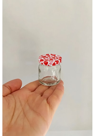 6 Adet 40 Ml Kalpli Metal Kapaklı Şeffaf Numune Mama Ek Gıda Şekerleme Reçellik Küçük Cam Kavanoz