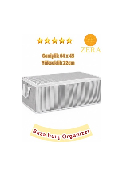 Hurç Çizgili Su İtici Kumaştan Fermuarlı Sandık Baza Hurç 4 Adet 45 X 64 Tekstil Gri Tr Diğer