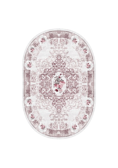 Rovigo Home Dijital Baskı Yıkanabilir Kaymaz Taban Oval Salon Halısı RVG7221-SD626 Çok Renkli