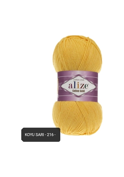 Cotton Gold Amigurumi Örgü Ipi 100gr El Örgü Ipi Renk Kodu-koyu Sarı 216- Pamuk Akrilik 006 Sarı