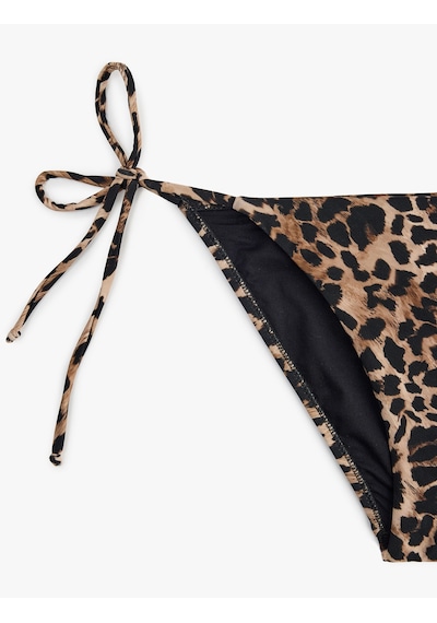 Koton Yanları Bağlamalı Leopar Desenli Bikini Altı Kahverengi Desenli 6sak00025mm