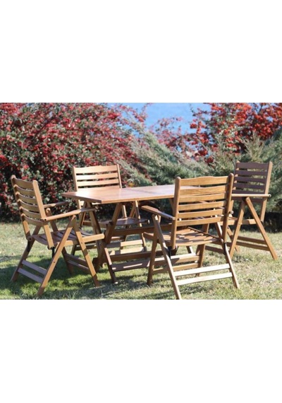 Ürgüp L Katlanır Ahşap Bahçe Balkon Seti: 80x120 Masa +4 Sandalye Kahverengi Ürgüp L Katlanır Ahşap Bahçe Balkon Seti: 80x120 Masa +4 Sandalye Kahverengi