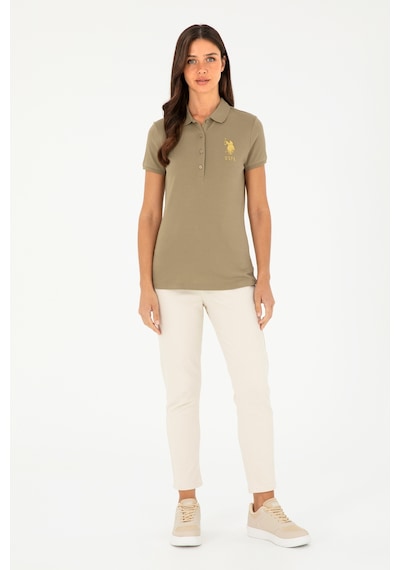 U.S. Polo Assn. Kadın Haki Basic Polo Yaka Tişört 50280071-VR027