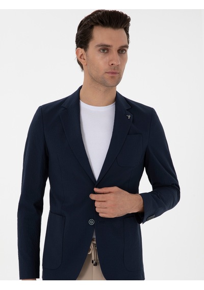 Cacharel Koyu Lacivert Slim Fit Spor Ceket