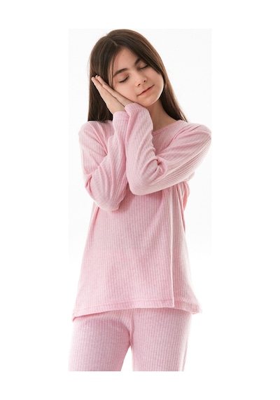Focus Baskılı Kız Çocuk Pijama Takımı 25kcck726126245-pudra-1 Pudra-1 Pudra