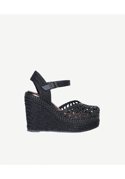 Yargıcı Deri Örgü Dolgu Tabanlı Espadril 26ykay4019x 001 Siyah
