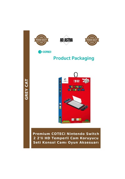 Premium Coteci Nintendo Switch 2 2'li Hd Temperli Cam Koruyucu Seti Konsol Camı Oyun Aksesuarı