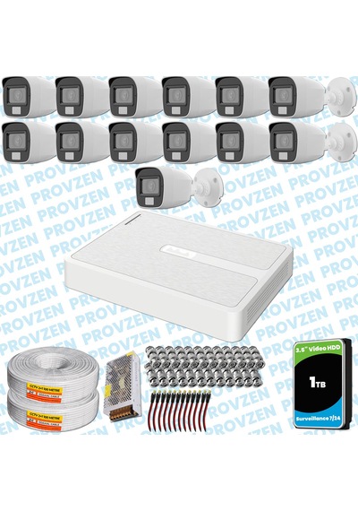 Provzen Hilook 13 Kameralı Full Hd Colorvu Mikrofonlu Güvenlik Kamerası Olay Anında Bildirim