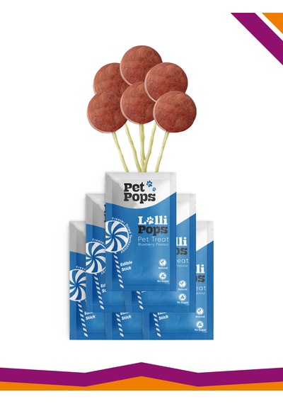 Lollipops Tavuk Ciğeri Yabanmersini 6'lı Kedi Köpek Ödül Lolipopu