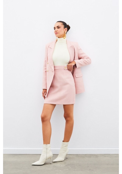 Sateen Mini Boy Tüvit Etek - Pembe-134945 Pembe