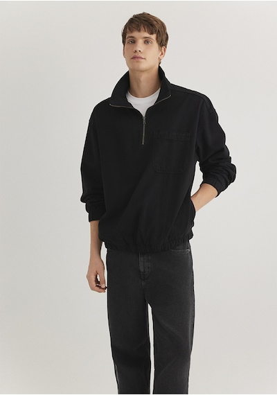 Mavi - Yarı Fermuarlı Antrasit Denim Sweatshirt 0211137-900 Siyah