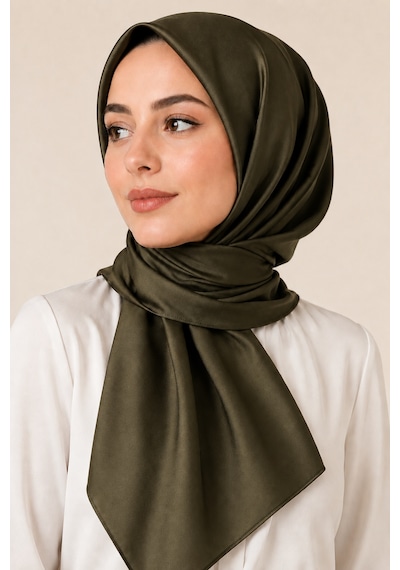 Bihan Store Aker Düz İpek Eşarp Lüks Dokulu Sade Ve Şık Kadın Eşarp 7747758-yeşil 351