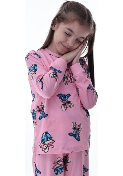 Çizgi Film Karakterli Kız Çocuk Pijama Takımı %100 Pamuk Rahat Ve Yumuşak Kumaş Pembe