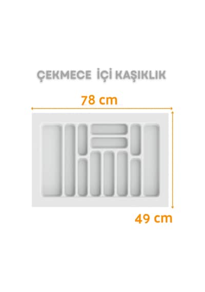 Çekmece İçi Kaşıklık Ve Kepçelik Düzenleyici Beyaz 78x49 Cm 69x40 Cm Kadar Kesilebilir Beyaz