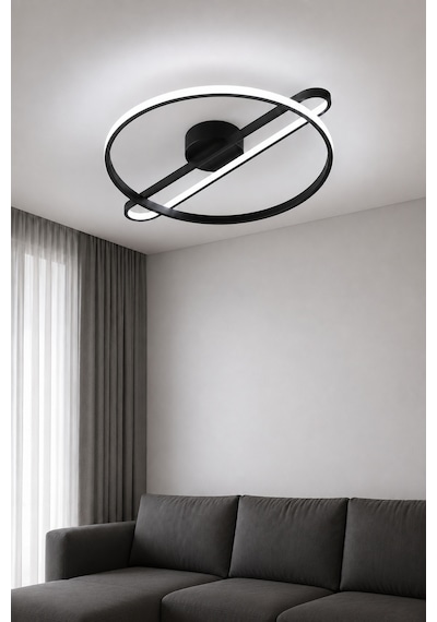 Alora Led Plafonyer Avize Beyaz Işık Siyah