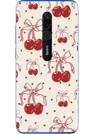 Redmi 8 Uyumlu Kiraz Bukleleri Baskılı Silikon Kılıf Renkli