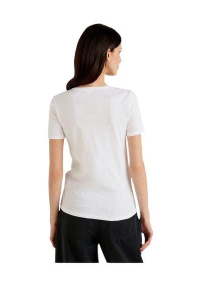 United Colors Of Benetton Kadın Benetton Yazılı Basic T-shirt Beyaz
