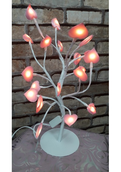 Dekor Düğün Işıkları Işıklı Mini Anı Ağacı Led Işıklı Ağaç Pembe Kalpli Ağaç Sıradışı Tasarım Ağaç Pembe