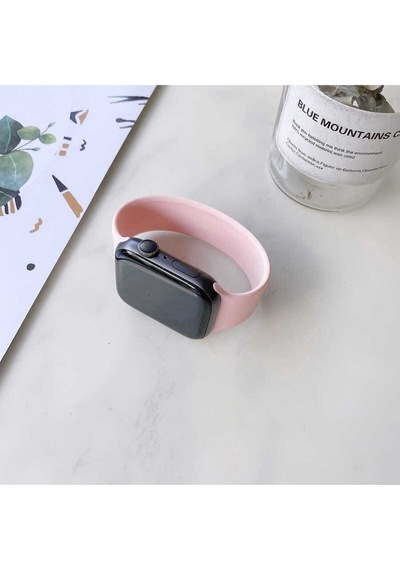 Apple Uyumlu Watch Ultra 49mm Kordon Krd-31 Solo Loop Medium Strap Kayış - Pembe