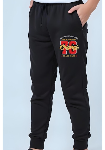Panios Kids Original 76 Baskılı Erkek Çocuk Jogger Eşofman Altı Siyah