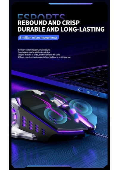 Yüksek Hassasiyetli 3200 Dpı Ayarlanabilir Metalik Kaplamalı Ergonomik Kablolu Mouse Kablosuz