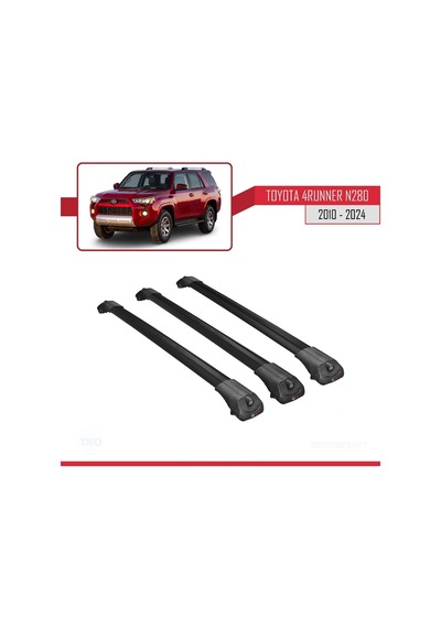 Toyota 4runner N280 2010 Ve Sonrası İle Uyumlu Ace-1 Ara Atkı Tavan Barı Siyah 3 Adet Bar