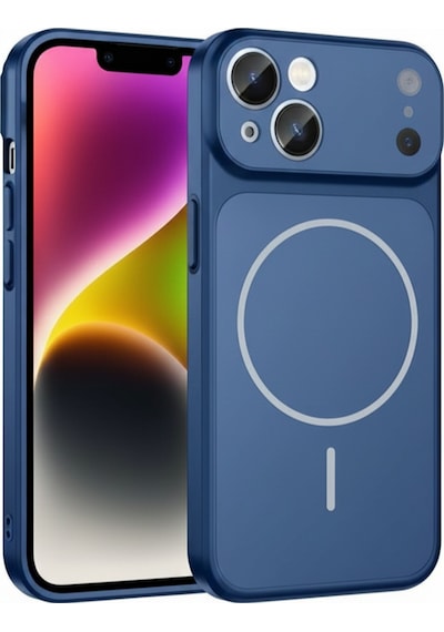 Apple Uyumlu iPhone 13 17 Görünümlü Magsafeli Kamera Lensli Kılıf Mavi