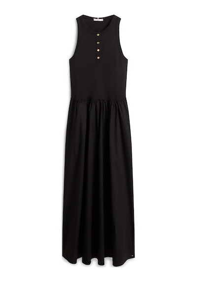 Tommy Hilfiger Gold Button Poplın Mıx Dress Kadın Siyah Elbise - Ww0ww49628