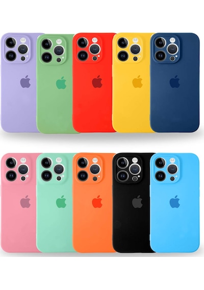 Apple Uyumlu iPhone 14 Pro Max Kılıf Logolu Kamera Korumalı Altı Kapalı İçi Kadife Lansman Kapak - Açık Mavi