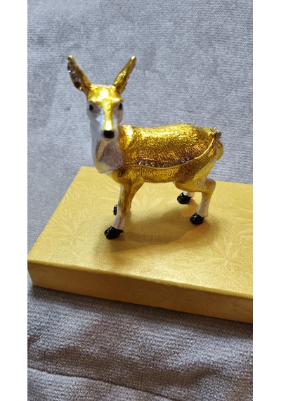 Zirkon Taşlı Emaye Ceylan Biblo Kutu 001