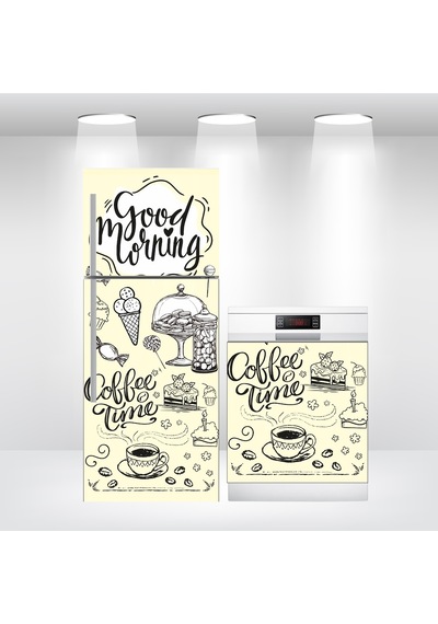 Buzdolabı Ve Bulaşık Makinesi Kapak Folyo Kaplama Coffee Time (395082757)