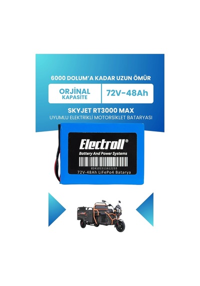 Skyjet Rt3000 Max Uyumlu Batarya Standart Kapasite Lifepo4 72v 48ah Elektrikli Motorsiklet Bataryası
