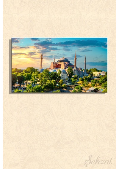 Kanvas Duvar Tablosu Yatay Tekli Salon Mutfak Ofis İstanbul Tarih Ayasofya Camii Sultanahmet