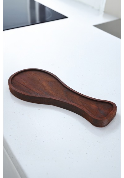 Resto - Ahşap Tezgah Üstü Kirli Kepçe Kaşık Altlığı 28 Cm Kahverengi