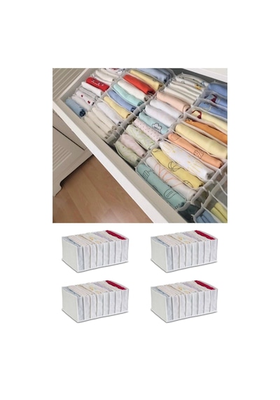 Serstil 4 Adet - Xlarge 8 Gözlü Dolap Içi Akardiyon Organizer Beyaz 31 X 36 X 12