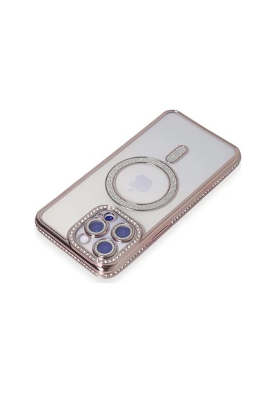 Newface Apple İphone 15 Pro Max Kılıf Joke Simli Magneticsafe Kılıf - Pembe